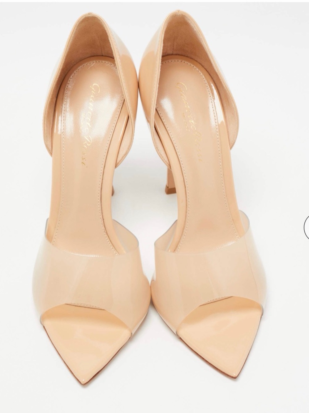 Gianvito Rossi Beige PVC and Patent Leather Bree Open Toe Pumps